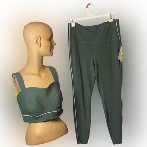 All in Motion Dark Green Leggings and Crop Top Set